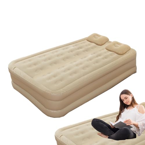 Generico Aufblasbare Betten für Erwachsene – Aufblasbare, Gästebett mit integrierter Pumpe | Faltbares einzelnes aufblasbares Kissen blau und weiß zum Schlafen auf dem Boden für Wohnzimmer von Generisch