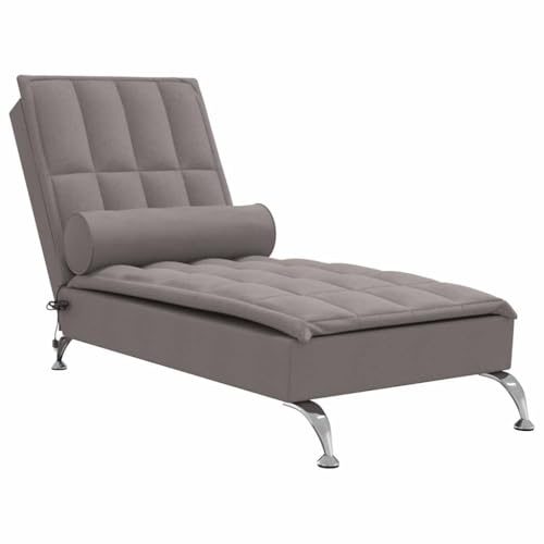 Generico Chaise Longue Massage mit Nackenrolle Taupe aus Stoff Generico Chaise Longue Massage mit Nackenrolle Taupe aus Stoff von Generisch