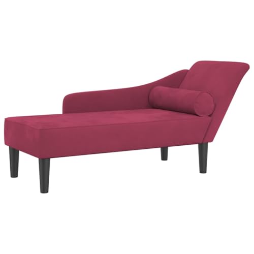 Generico Chaise Lounge mit weinroten Kissen aus Samt von Generisch