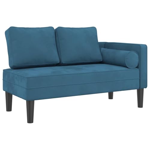 Generico Chaiselongue mit blauen Kissen aus Samt von Generisch
