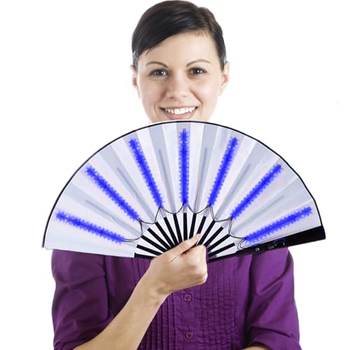 Generico Fan Glow UV - Großer handfaltbarer Fan für Musikparty | Fighing Fan UV GLOW | Faltbarer Handventilator mit Licht | Großer faltbarer Lüfter aus Nylon Panorama-Lüfter Piegh Generico Fan Glow UV - Großer handfaltbarer Fan für Musikparty | Fighing Fan UV GLOW | Faltbarer Handventilator mit Licht | Großer faltbarer Lüfter aus Nylon Panorama-Lüfter Piegh von Generisch