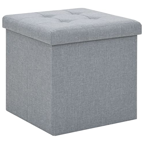 Generico Kangqiling 247080 Faltbarer Sitzsack mit Behälter 2 Stück Hellgrau aus Leinenimitat, Grau, 247080 von Generisch