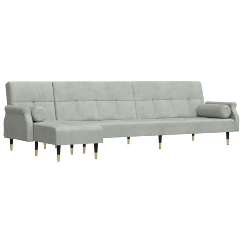 Generico Kangqiling 3157221 Schlafsofa in L-Form Hellgrau 271 x 140 x 70 cm aus Samt, Grau, Generico Kangqiling 3157221 Schlafsofa in L-Form Hellgrau 271 x 140 x 70 cm aus Samt, Grau, von Generisch