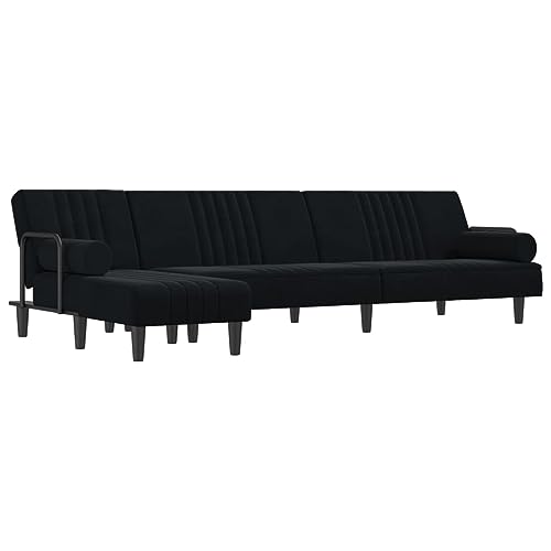 Generico Kangqiling 3157245 Schlafsofa in L-Form Schwarz 260 x 140 x 70 cm aus Samt, schwarz Generico Kangqiling 3157245 Schlafsofa in L-Form Schwarz 260 x 140 x 70 cm aus Samt, schwarz von Generisch