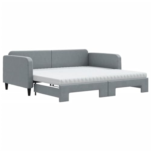 Generico Kangqiling 3196839 Ausziehbares Schlafsofa mit Matratzen, hellgrau, 100 x 200 cm, Stoff, Grau, Generico Kangqiling 3196839 Ausziehbares Schlafsofa mit Matratzen, hellgrau, 100 x 200 cm, Stoff, Grau, von Generisch