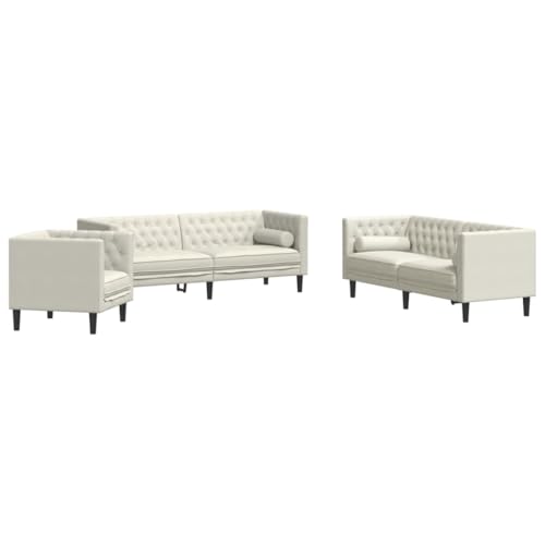 Generico Kangqiling 3209288 Chesterfield-Sofa-Set, cremefarben, mit Kissen von Generisch
