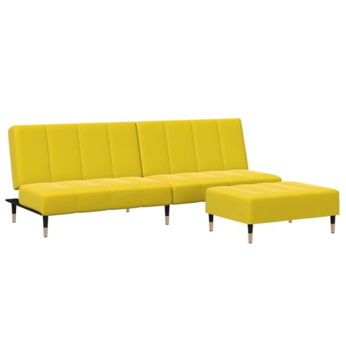 Generico Kangqiling 3258149 2-Sitzer-Sofa mit Hocker in Gelb aus Samt, Gelb von Generisch
