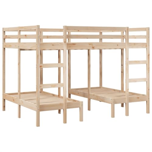 Generico Kangqiling 3308577 Bettgestell Schloss dreifach 140 x 200/70 x 140 cm Massivholz Kiefer, Braun, 3308577 von Generisch