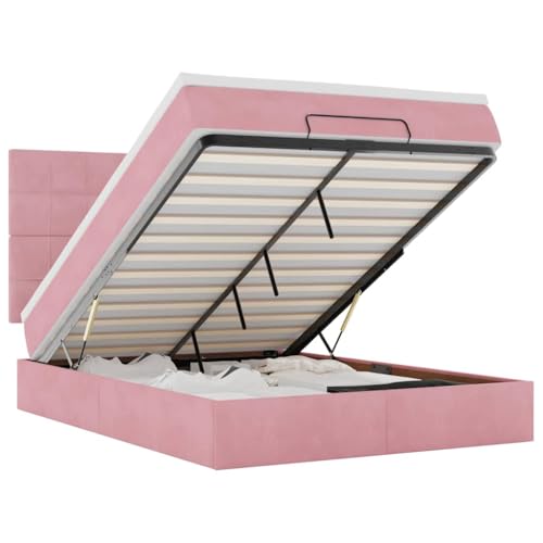 Generico Kangqiling 3313474 Bettgestell mit Matratzen, Rosa, 140 x 190 cm, aus Samt, Rosa, 3313474 Generico Kangqiling 3313474 Bettgestell mit Matratzen, Rosa, 140 x 190 cm, aus Samt, Rosa, 3313474 von Generisch