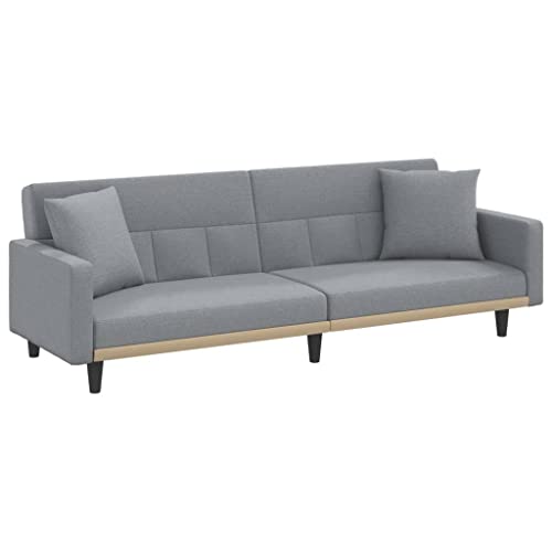 Generico Kangqiling 351875 Schlafsofa mit Kissen hellgrau aus Stoff, grau, 351875 von Generisch