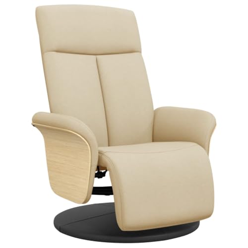 Generico Kangqiling 356527 Relaxsessel mit Fußstütze, cremefarben, Stoff von Generisch