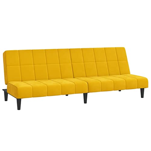 Generico Kangqiling 375845 Schlafsofa mit 2 Sitzplätzen, gelb, aus Samt, Gelb von Generisch