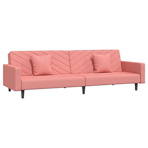 Generico Kangqiling 375921 2-Sitzer-Sofa mit 2 Kissen in rosa aus Samt, Rosa von Generisch