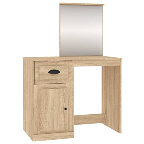 Generico Kangqiling 816763 Schminktisch Spiegel Eiche Sonoma 90 x 50 x 132,5 cm Mehrschichtholz braun Generico Kangqiling 816763 Schminktisch Spiegel Eiche Sonoma 90 x 50 x 132,5 cm Mehrschichtholz braun von Generisch