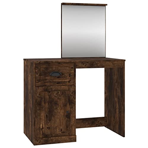 Generico Kangqiling 816765 Schminktisch Spiegel Eiche Rauchgrau 90 x 50 x 132,5 cm Holz mehrschichtig braun Generico Kangqiling 816765 Schminktisch Spiegel Eiche Rauchgrau 90 x 50 x 132,5 cm Holz mehrschichtig braun von Generisch