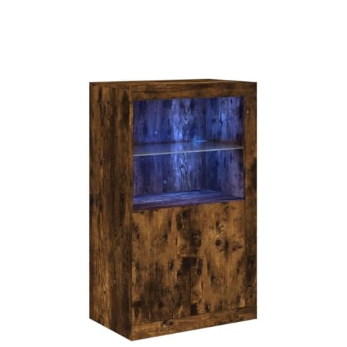 Generico Kangqiling 836627 Schrank mit LED-Lichtern, Eichenholz, mehrschichtig, Braun, 836627 von Generisch