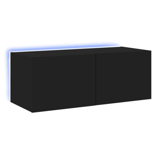 Generico Kangqiling 837283 TV-Wandschrank mit LED-Lichtern, Schwarz, 80 x 35 x 31 cm, Schwarz von Generisch