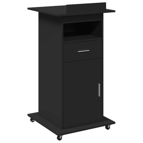 Generico Kangqiling 848025 Notenständer mit Rollen und Schublade, schwarz, 55 x 55 x 107 cm, aus mehrschichtigem Material, Schwarz von Generisch