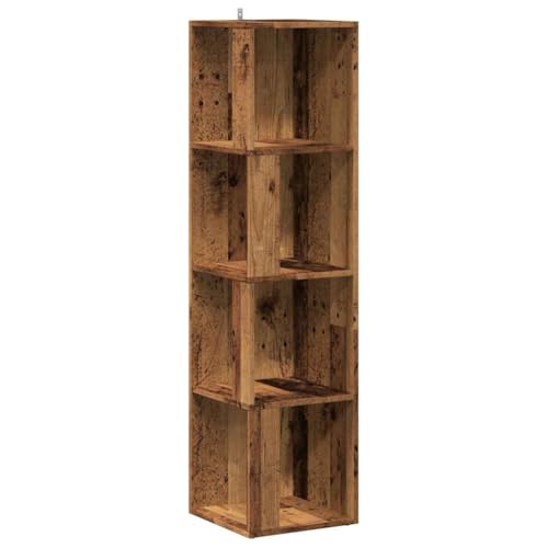 Generico Kangqiling 856722 Eckregal aus Altholz, 33 x 33 x 132 cm, Spanplatten, Braun, 856722 von Generisch