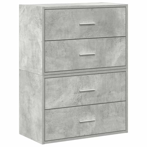 Generico Kangqiling 858828 Schränke mit 2 Schubladen 2 Stück grau Beton 60 x 31 x 40 cm Spanplatte grau von Generisch