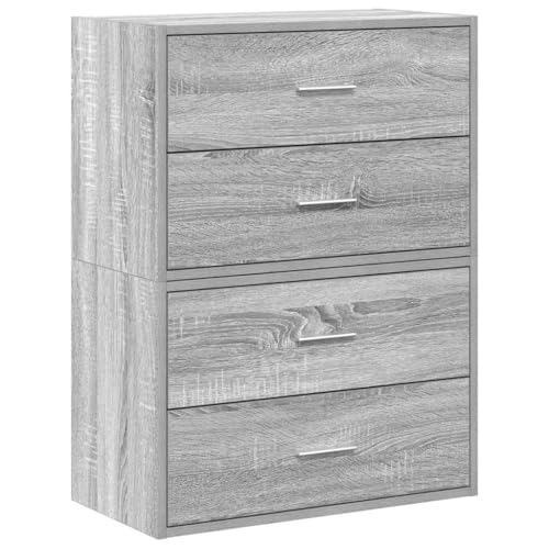 Generico Kangqiling 858832 Schrank mit 2 Schubladen 2 Stück sonoma grau 60 x 31 x 40 cm Spanplatte grau von Generisch