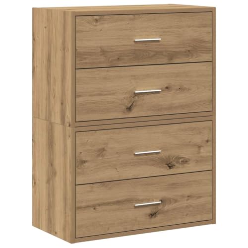 Generico Kangqiling 858838 Schrank mit 2 Schubladen 2 Stück Eiche 60 x 31 x 40 cm Spanplatte braun von Generisch