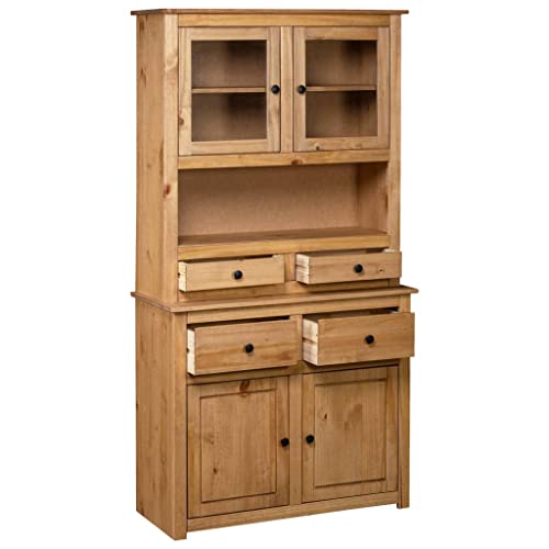 Generico Kangqiling Anrichte 93 x 40,5 x 180 cm aus massivem Kiefernholz Panama Range, braun, 282700 von Generisch