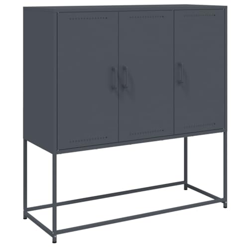 Generico Kangqiling Anrichte Anthrazit 100,5 x 39 x 107 cm aus Stahl, Anthrazit, 846538 von Generisch