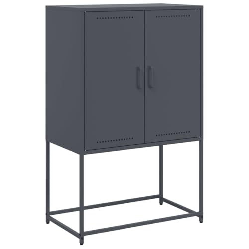 Generico Kangqiling Anrichte Anthrazit 68,5 x 38,5 x 107 cm aus Stahl, Anthrazit, 846508 von Generisch