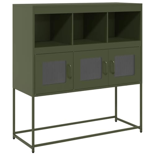 Generico Kangqiling Anrichte Olivgrün 100,5 x 39 x 107 cm kaltgewalzter Stahl, Grün, 853420 von Generisch