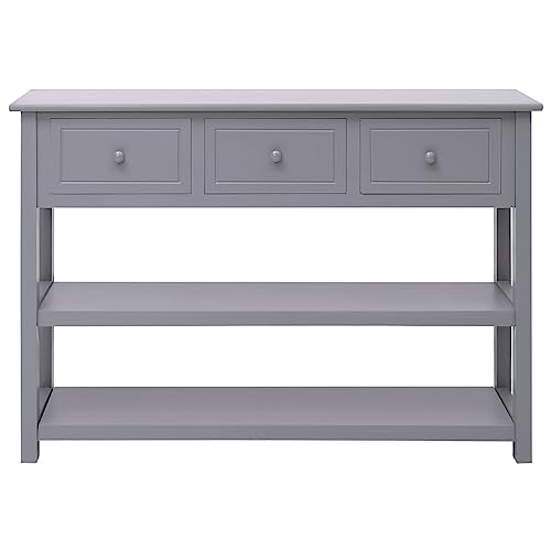 Generico Kangqiling Anrichte grau 108 x 30 x 76 cm Paulownia-Massivholz, grau, 338546 von Generisch
