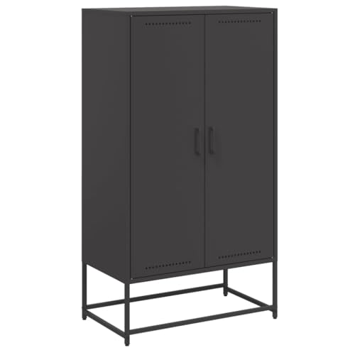 Generico Kangqiling Anrichte schwarz 68,5 x 38,5 x 123,5 cm aus Stahl, schwarz, 846494 von Generisch