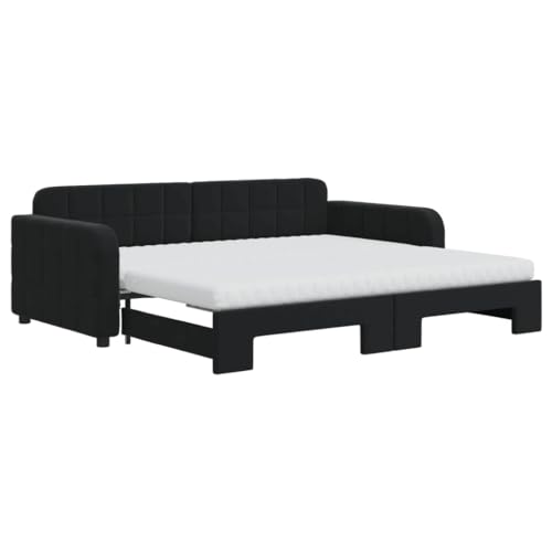 Generico Kangqiling Ausziehbares Schlafsofa mit Matratzen, schwarz, 90 x 190 cm, Samt, Schwarz, 3196968 von Generisch