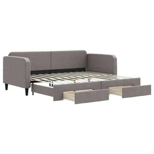 Generico Kangqiling Ausziehbares Schlafsofa mit Schubladen, Taupe, 90 x 200 cm, Stoff, Taupe, 3196855 von Generisch