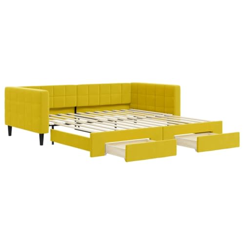Generico Kangqiling Ausziehbares Schlafsofa mit Schubladen, gelb, 100 x 200 cm, Samt, Gelb, 3196751 von Generisch