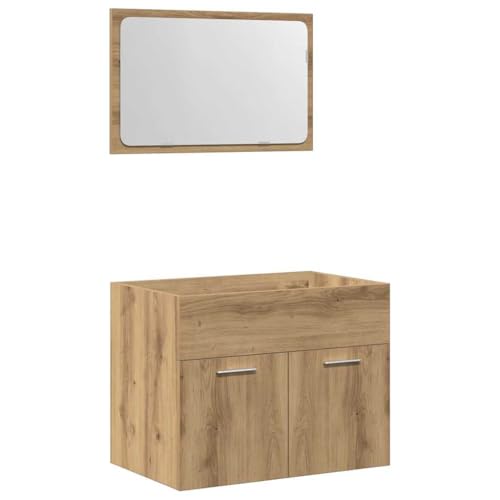Generico Kangqiling Badezimmermöbel-Set 2-teilig Eiche Kunsthandwerk Mehrschichtholz Braun, 862040 von Generisch