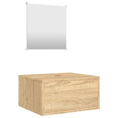 Generico Kangqiling Badezimmermöbel-Set 2-teilig Eiche aus mehrschichtigem Holz, Braun, 242558 von Generisch