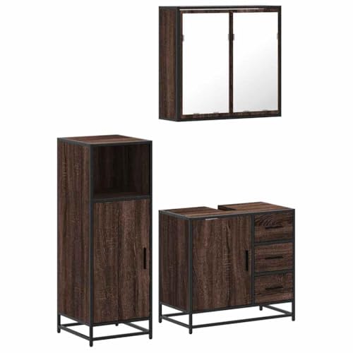 Generico Kangqiling Badezimmermöbel-Set 3-teilig Eiche braun aus mehrschichtigem Holz, Braun, 3300959 Generico Kangqiling Badezimmermöbel-Set 3-teilig Eiche braun aus mehrschichtigem Holz, Braun, 3300959 von Generisch