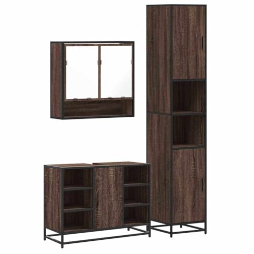 Generico Kangqiling Badezimmermöbel-Set 3-teilig Eiche braun aus mehrschichtigem Holz, Braun, 3301124 von Generisch