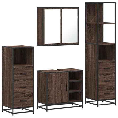 Generico Kangqiling Badezimmermöbel-Set 4-teilig Eiche braun aus mehrschichtigem Holz, Braun, 3301269 von Generisch