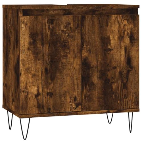 Generico Kangqiling Badezimmerschrank Eiche Rauchgrau 58 x 33 x 60 cm aus mehrschichtigem Holz, Braun, 831585 von Generisch