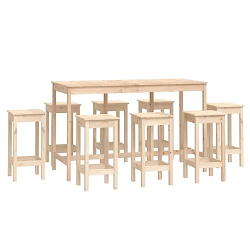 Generico Kangqiling Bar-Set 9-teilig aus massivem Kiefernholz, braun, 3124717 von Generisch