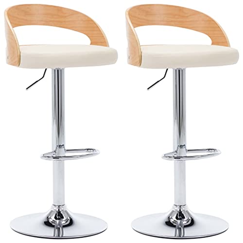 Generico Kangqiling Barhocker 2 Stück Creme aus Kunstleder und Holz to, creme, 283147 von Generisch