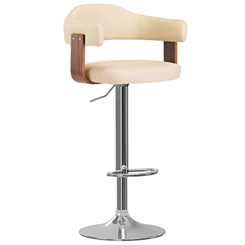 Generico Kangqiling Barhocker 2 Stück Creme aus gebogenem Holz und Kunstleder, creme, 327335 von Generisch
