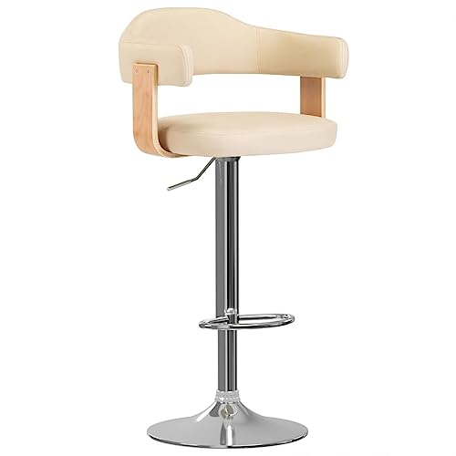 Generico Kangqiling Barhocker 2 Stück Creme aus gebogenem Holz und Kunstleder, creme, 327337 von Generisch