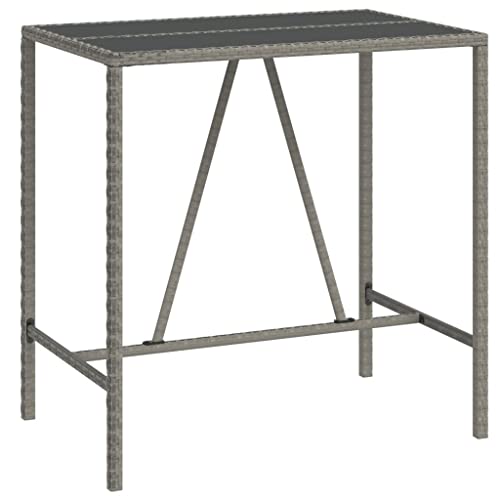 Generico Kangqiling Bartisch mit Glasplatte grau 110 x 70 x 110 cm Polyrattan, grau, 362589 Generico Kangqiling Bartisch mit Glasplatte grau 110 x 70 x 110 cm Polyrattan, grau, 362589 von Generisch