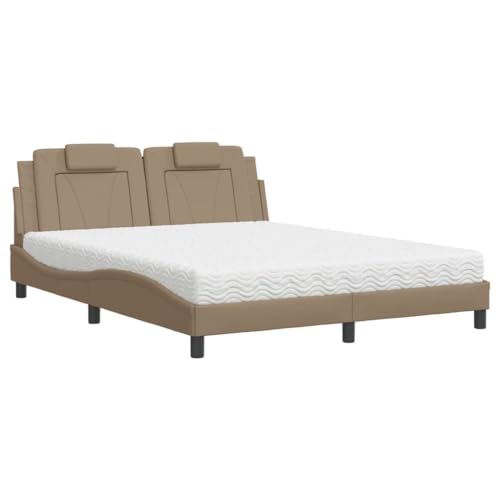 Generico Kangqiling Bett mit Matratze Cappuccino 160 x 200 cm Kunstleder, Braun, 3208807 von Generisch