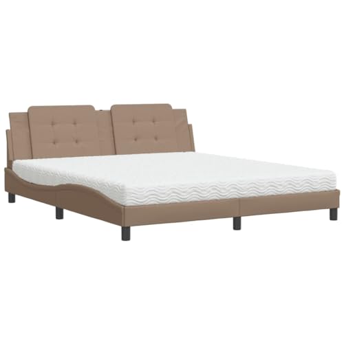 Generico Kangqiling Bett mit Matratze Cappuccino 180 x 200 cm Kunstleder, Braun, 3208884 von Generisch