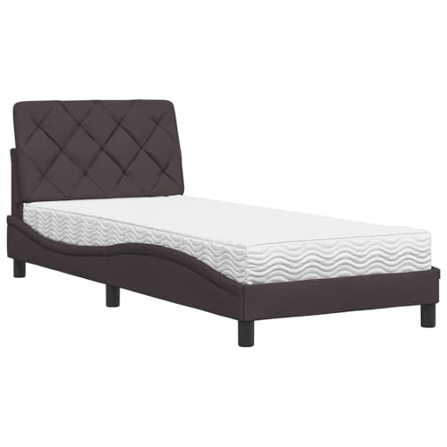 Generico Kangqiling Bett mit Matratze Dunkelbraun 90 x 200 cm aus Stoff, Braun, 3310716 von Generisch