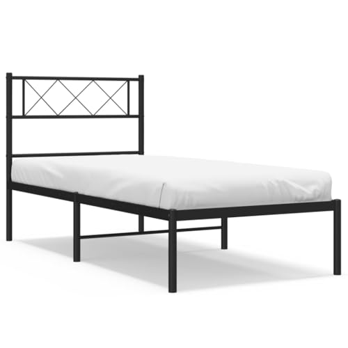 Generico Kangqiling Bettgestell mit Kopfteil aus Metall, schwarz, 90 x 190 cm, Schwarz, 372269 von Generisch